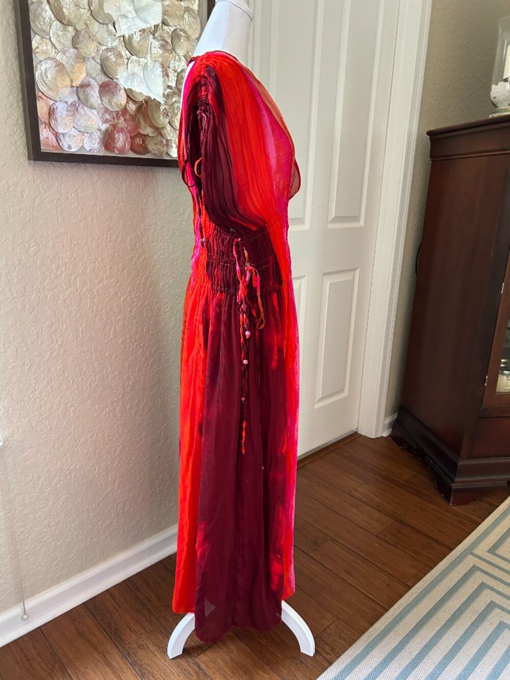 NWOT Zara Grecian Beaded Side Tie Maxi Dress - Picture 7 of 9